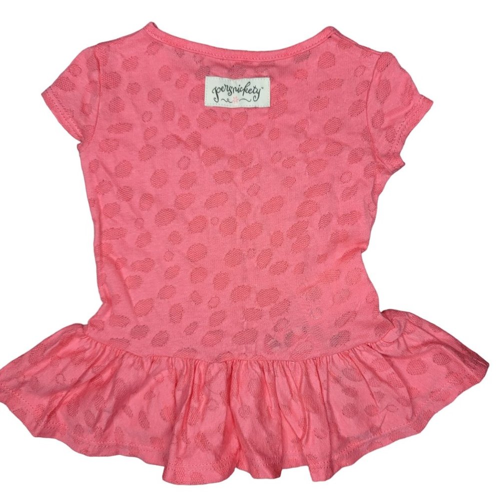 Persnickety NWT salmon pink animal pattern peplum tee shirt 6-12 month cotton